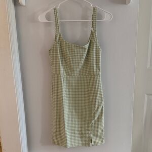 Green Checkered Sleeveless Dress